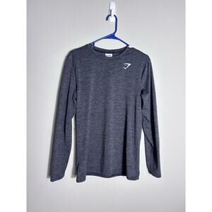 Gymshark Men's Long Sleeve Training Shirt Marl Gray Size Small Activewear Logo